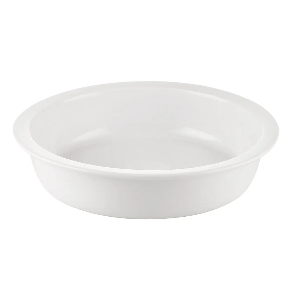 CAC China BF-R10 - 48 oz. Food Pan, 10-5/8" Dia. x 2-1/8" H, Porcelain, White, Oven & Microwave Safe