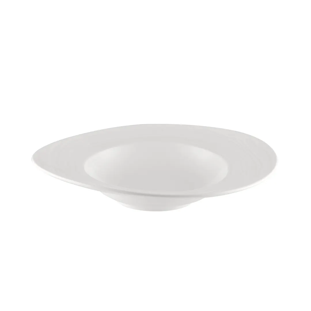 CACChina BHM-120 Bahamas Pasta Bowl 13 Oz 12" Diameter Round Embossed Bone White Porcelain - Dozen