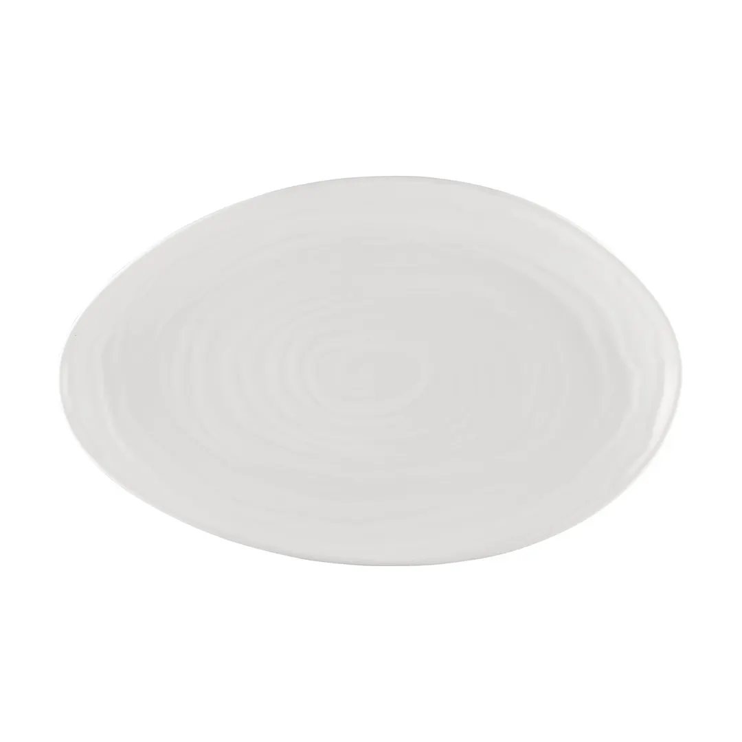 CAC China BHM-13 Bahamas Platter, 12" Oval Embossed Porcelain in Bone White - Dozen