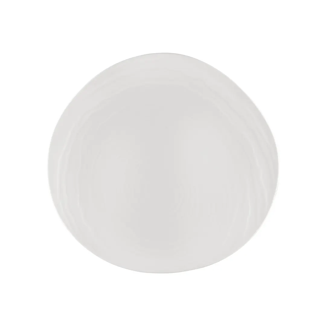 CACChina BHM-16 Bahamas Plate - 10-3/4" Round Embossed Rim Porcelain Bone White Dinnerware - Dozen
