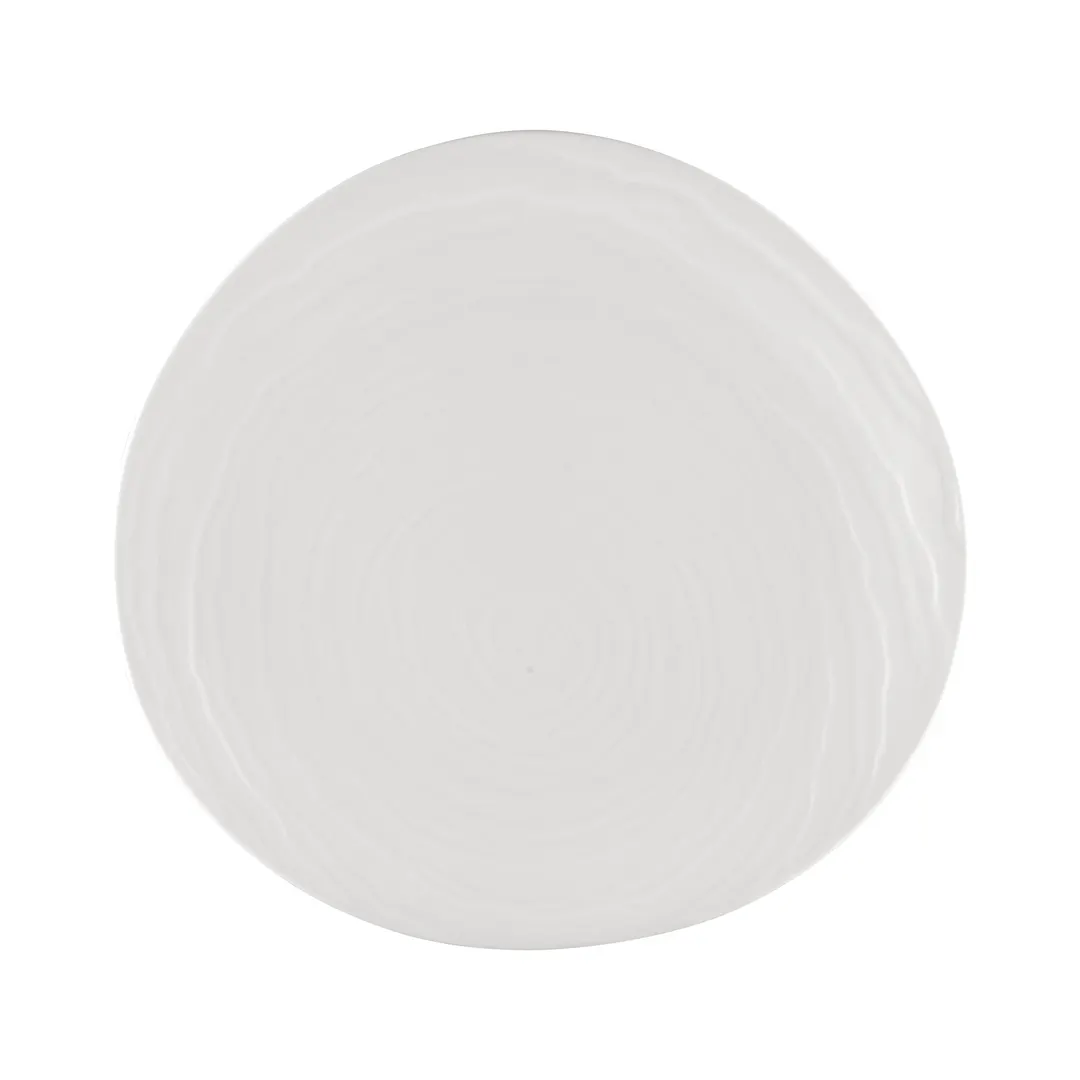 CAC China BHM-21 - Bahamas Plate, 12" Round Porcelain Plate, Bone White, Embossed Rim - Dozen