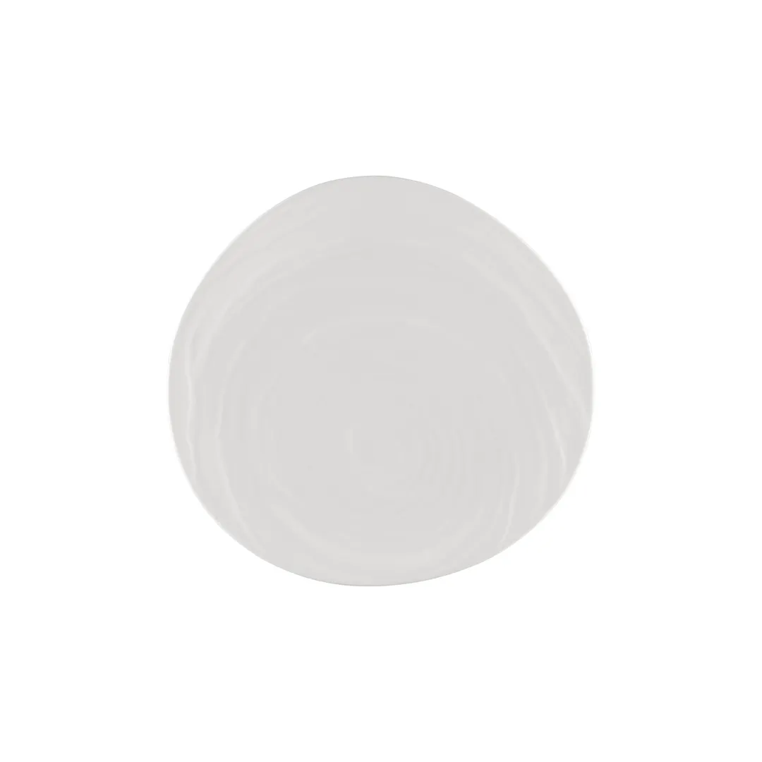 CAC China BHM-8 Bahamas Plate, 8-1/2" Round, Embossed Rim, Porcelain, Bone White - Dozen