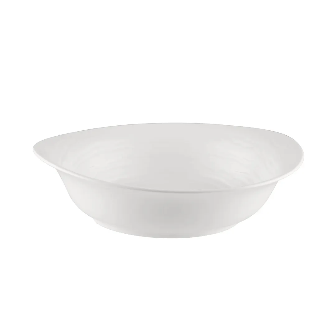 CAC China BHM-B12 Bahamas Bowl - 12" Round Embossed Porcelain Bone White 57.5 Oz Use - Dozen