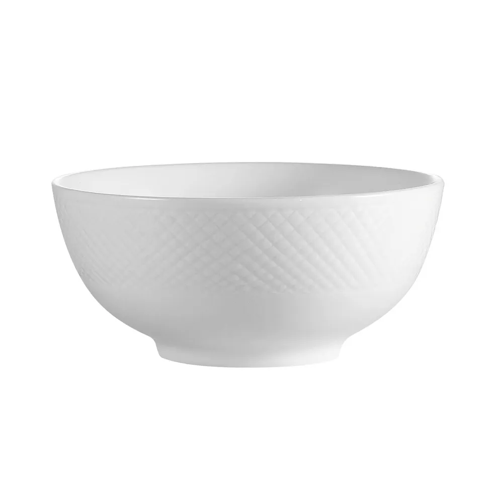 CACChina BST-18 Nappie Bowl 15oz 6" Dia. x 2-1/2"H Round Embossed Porcelain Super White - Dozen