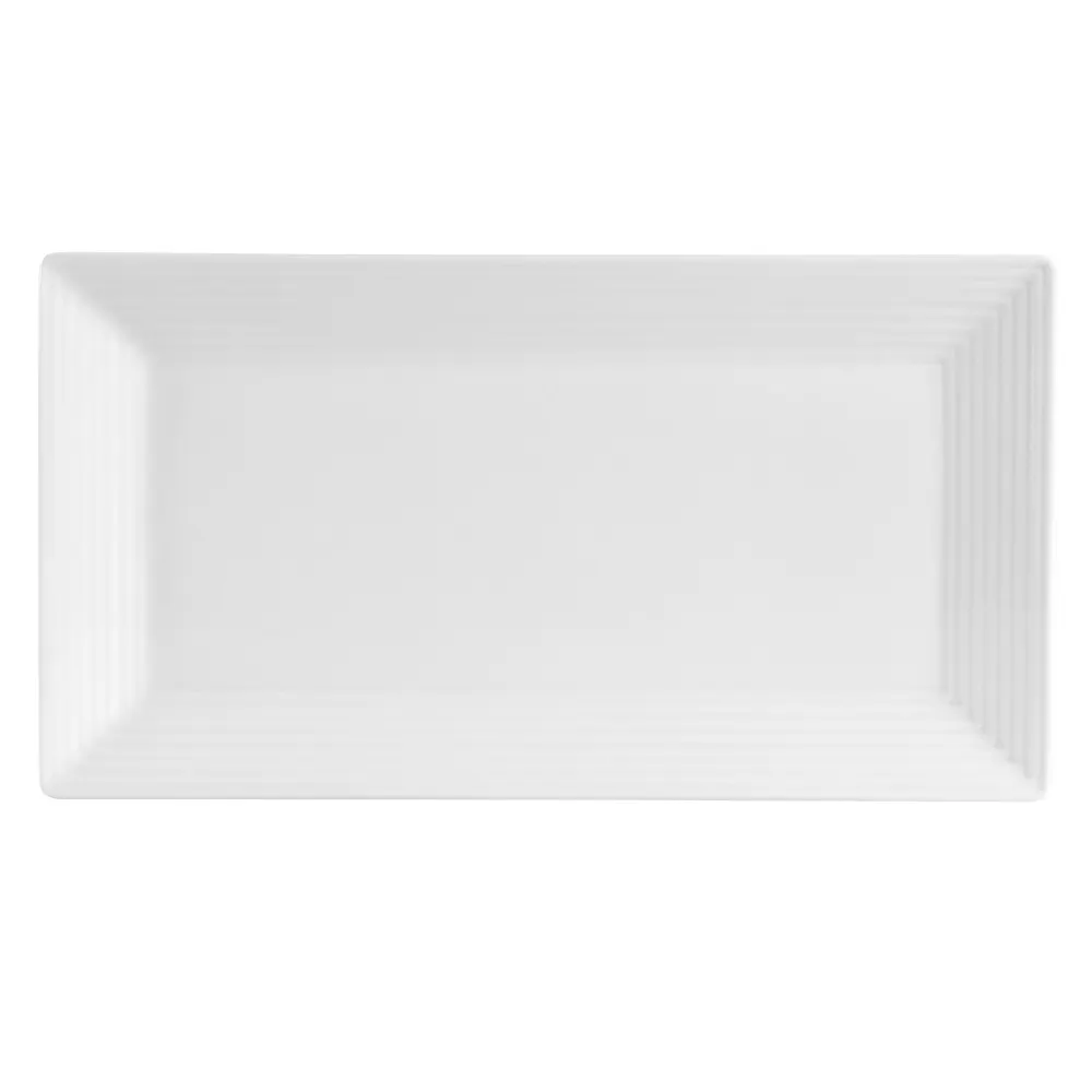 CAC China CBS-RT12 Porcelain Platter 10" L x 5-1/2" W x 3/4" H Embossed Rim Dishwasher Safe - Dozen