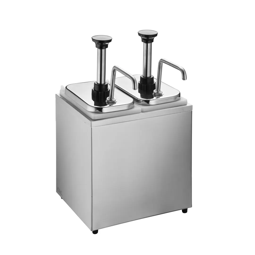 CACChina CDDS-2 Condiment Dispenser, 11" Width, 3.5 Qt, 2-3 Gallon Capacity, Stainless Steel - Set