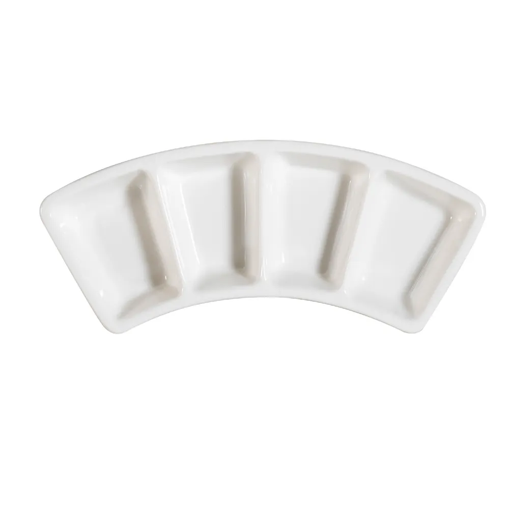 CAC China CN-4B8 Bone White Porcelain 4-Compartment Rectangle Dish 8-1/2" L x 3" W x 1" H - Dozen