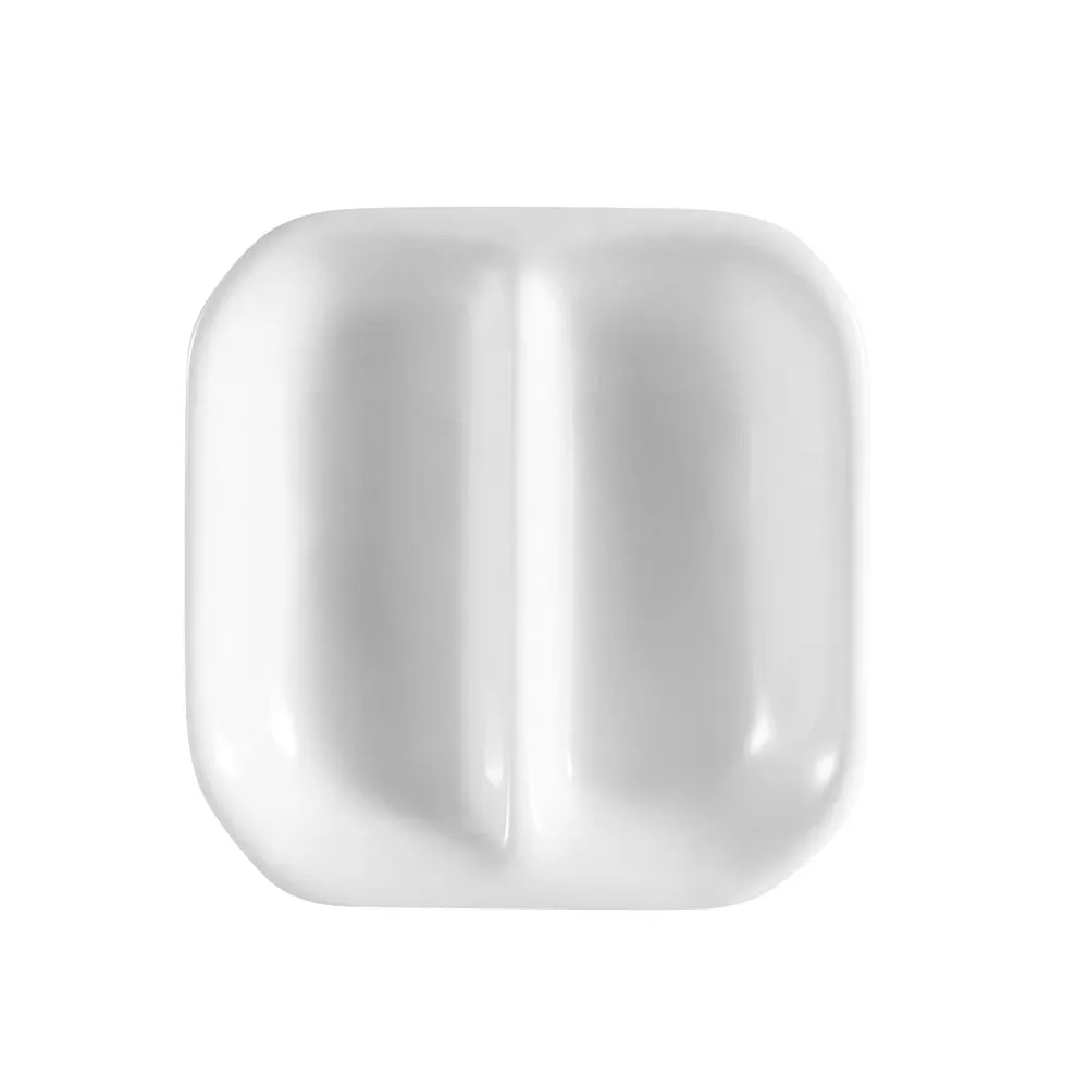 CAC China CN-D2 Sauce Dish, 3-1/2"L x 3-1/2"W x 3/4"H, Square 2-Compartment Porcelain White-1 Dozen