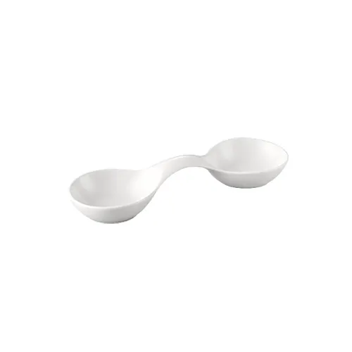 CAC China CN-W2 - Leaf, 2 Compartment 3oz, 11-1/4"L x 3-7/8"W x 2"H, Porcelain, Dishwasher - Dozen