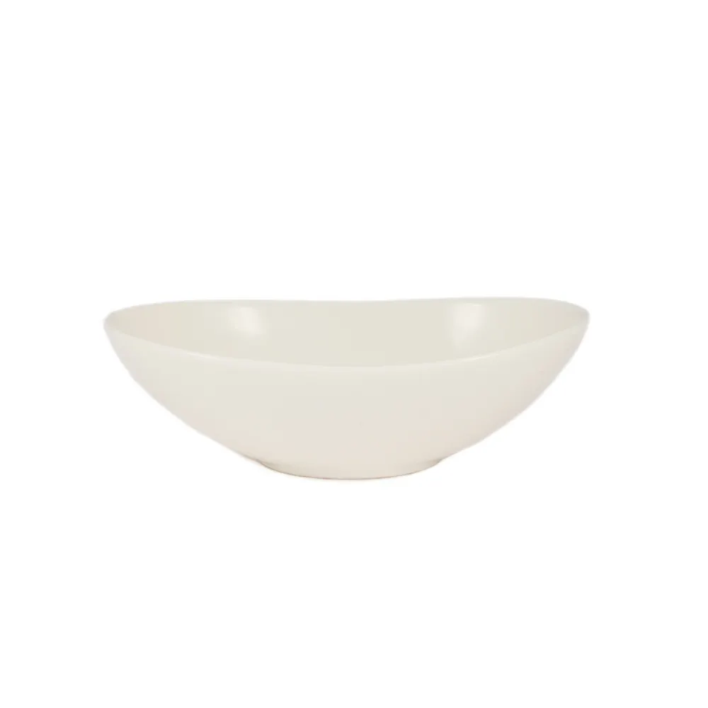 CACChina COL-EG8 - Bone White Porcelain Oval Salad Bowl, 8" L x 5-5/8" W x 2-1/2" H, 16 oz, 1 Dozen
