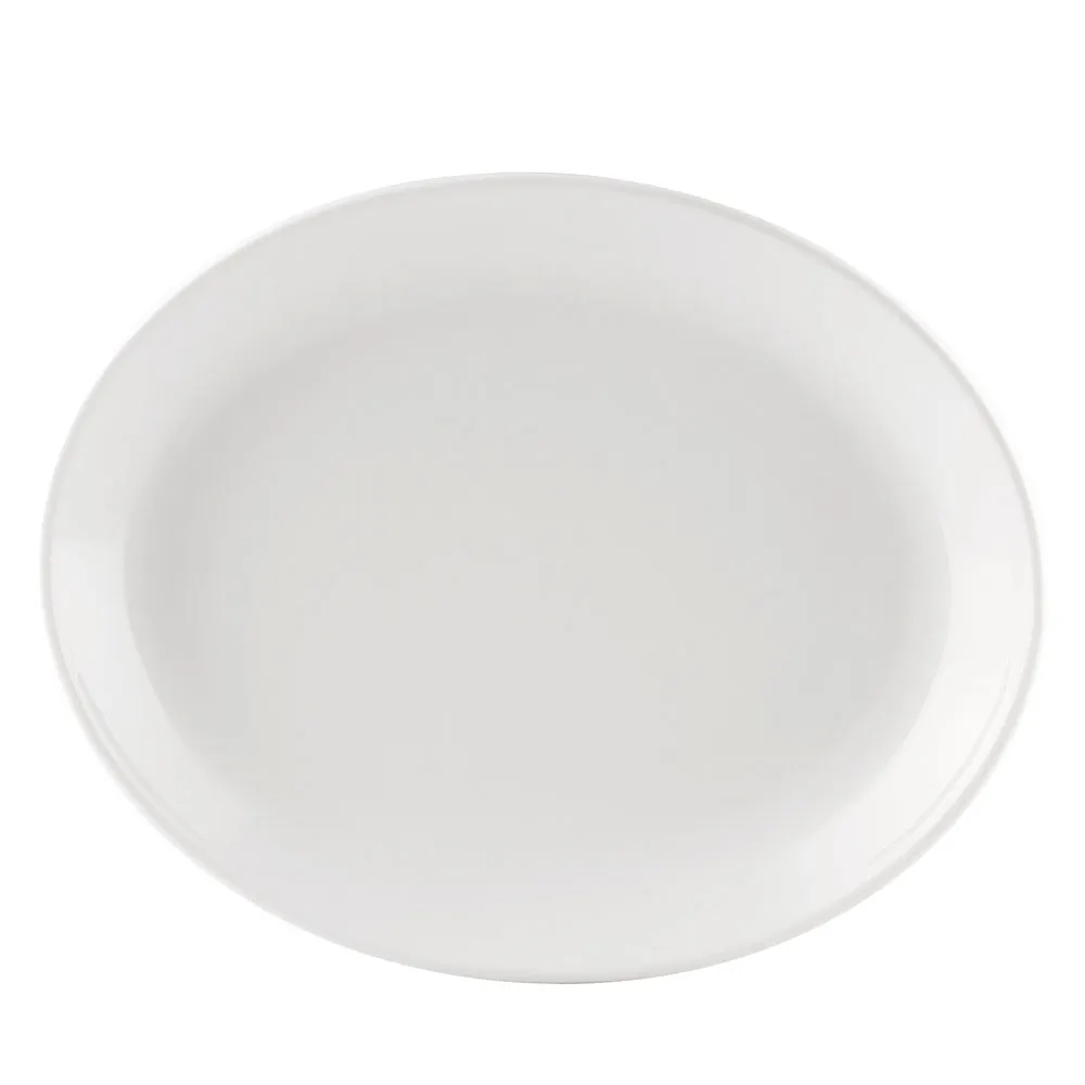 CAC China COP-OV12 - Porcelain Platter 10-1/2"L x 8-1/4"W, 1-1/2"H, White, Dishwasher Safe - Dozen
