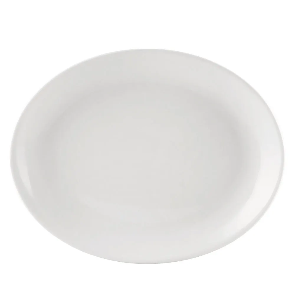 CACChina COP-OV34 - Oval Porcelain Platter, 9-1/2" L x 7-1/4" W x 1-1/4" H, Super White, 1 Dozen