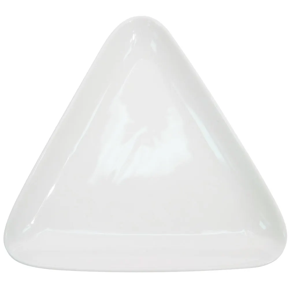 CAC China COP-T16 Plate 10-3/4" L x 10" W x 1" H, Triangular Coupe, Porcelain Super White - Dozen