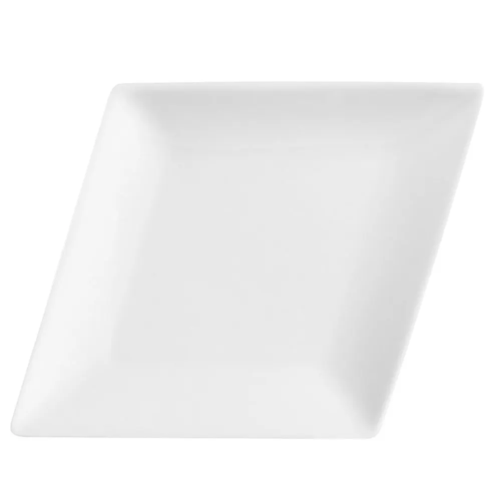 CACChina DM-71 Diamond Platter, 17" L x 13-1/2" W x 1-1/4" H, Narrow Rim, White Porcelain - Dozen