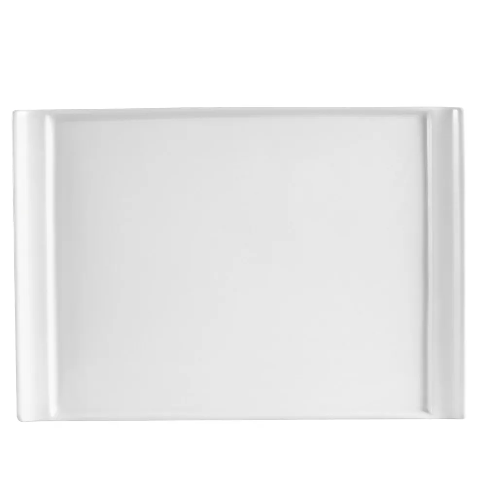 CAC China DYN-21 - Plate, 12" x 9" x 1" Rect. Bone White Porcelain, Dishwasher/Oven/MW Safe - Dozen