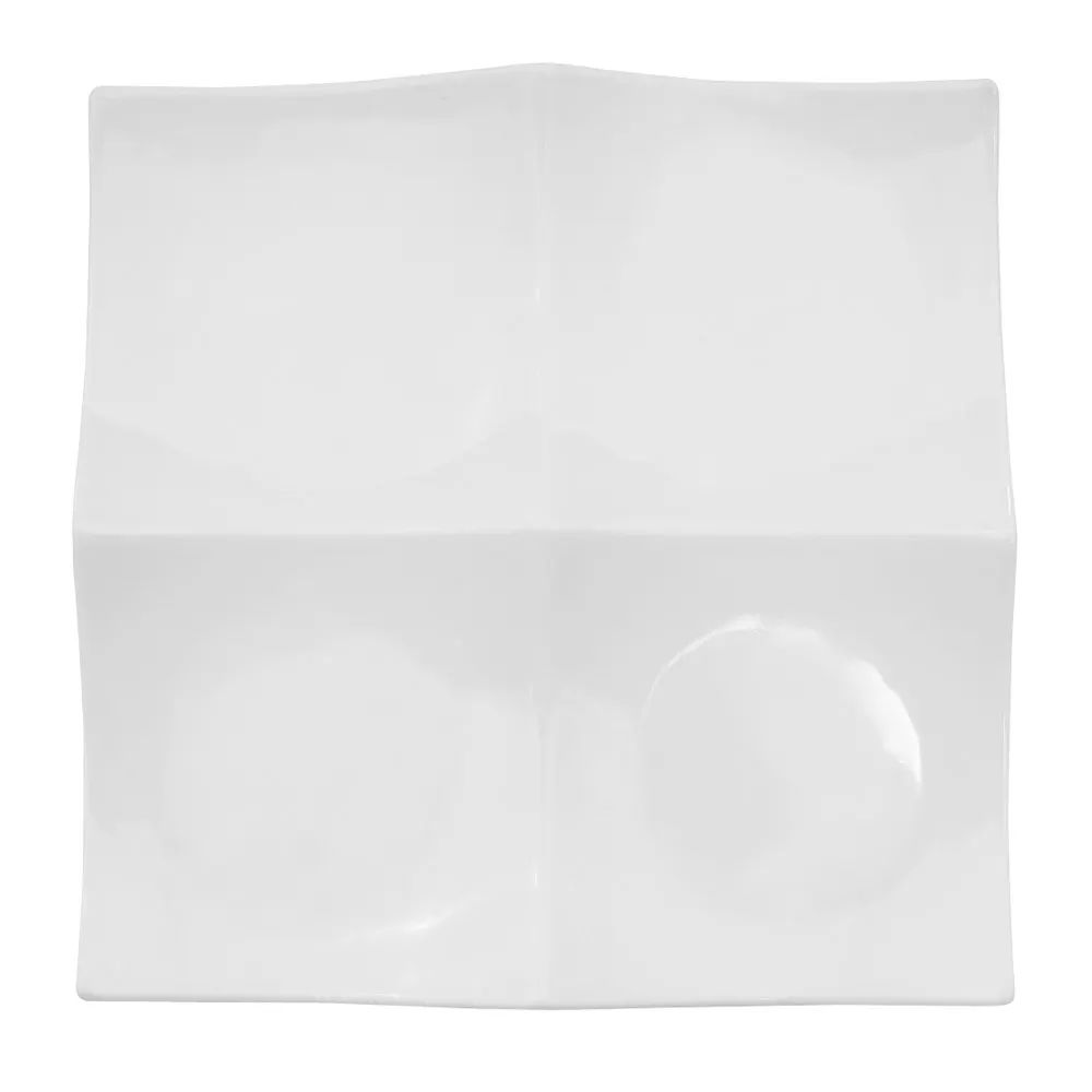 CAC China F-P16 Fortune Divided Plate - 10" x 10" x 1" Square Porcelain White 4-Comp - Dozen