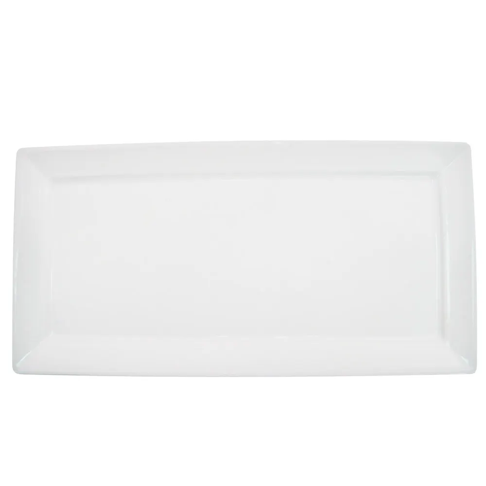 CAC China F-RP12 Paris-French Bone White Porcelain Rectangular Platter 12" x 6" x 0.5" - Dozen