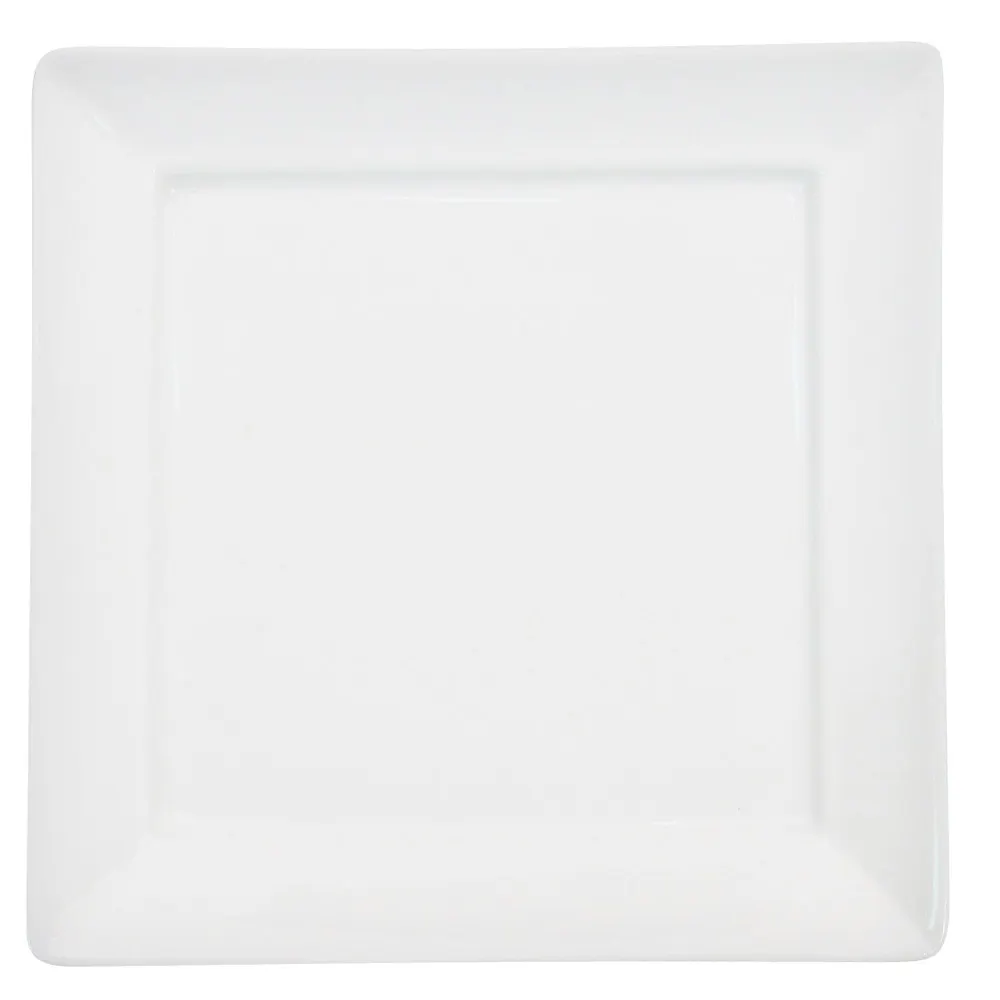 CAC China F-SQ14 - Porcelain Square Plate 14" x 14" x 1", White, Dishwasher, Oven & Microwave Safe