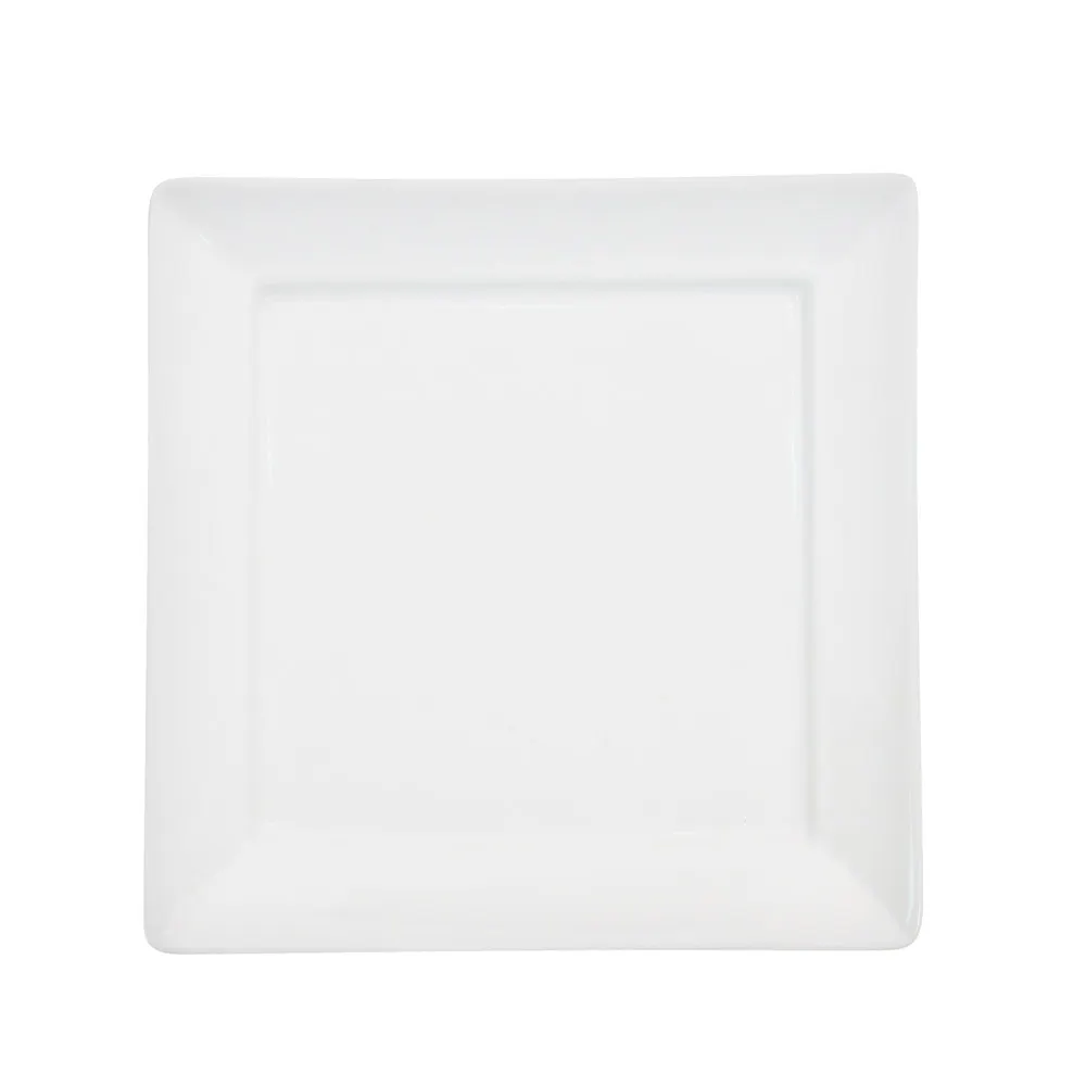 CAC China F-SQ21 Square Plate, 11-1/2" x 11-1/2" x 1" Porcelain Bone White Dishwasher Safe - Dozen