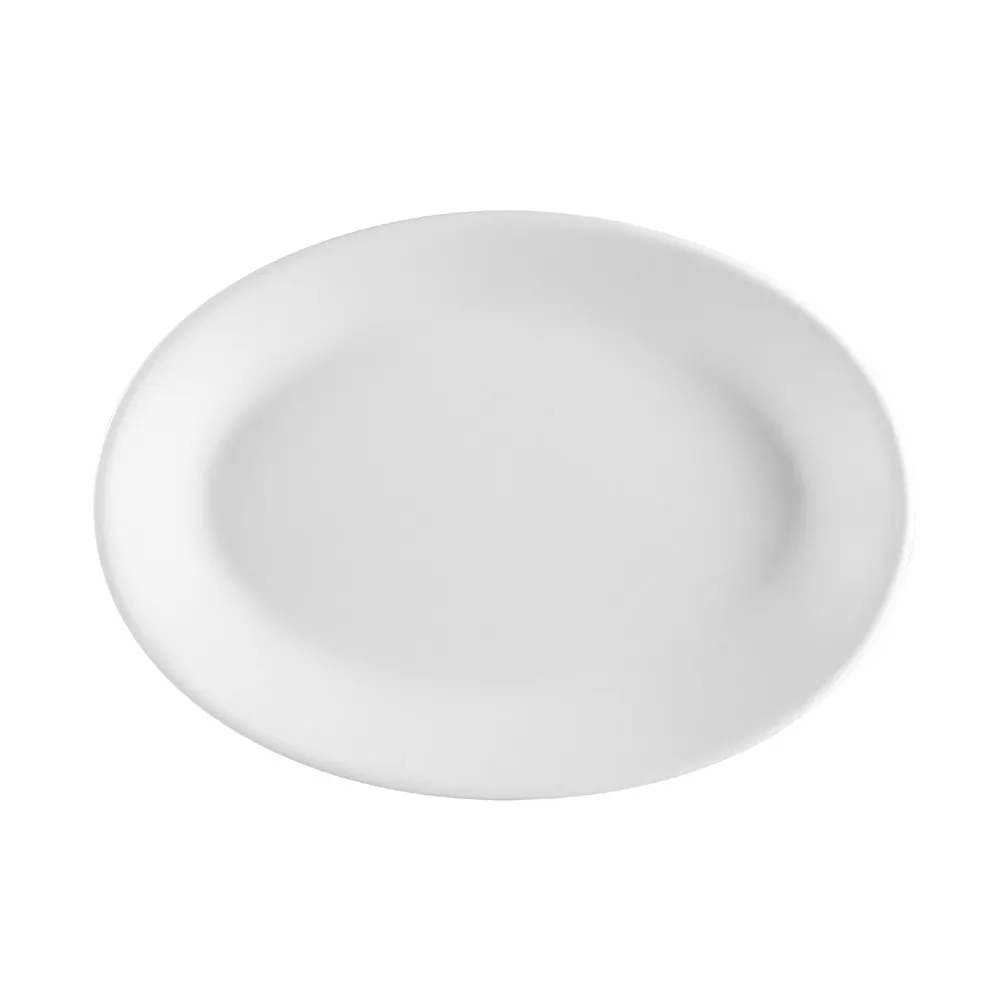 CAC China FR-14 Franklin Platter, 12-1/2" L x 8-3/4" W x 1-1/4" H, Oval Edge, Ceramic - Dozen