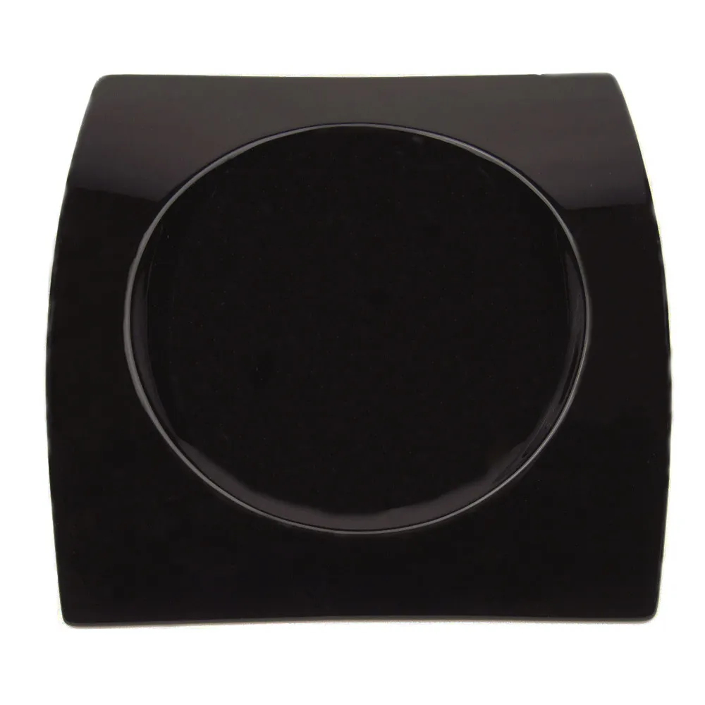CAC China FSB-21-BLK Fashion Bridge Plate, 12" x 12-1/2" x 2", Rectangular Porcelain, Black