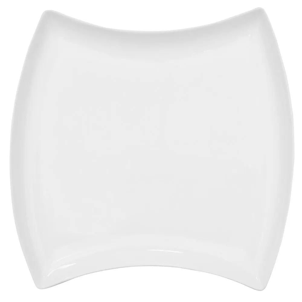 CACChina FTO-23 Square Porcelain Plate, 12-3/8" x 12-3/8" x 1-1/4", Bone White Safe - Dozen