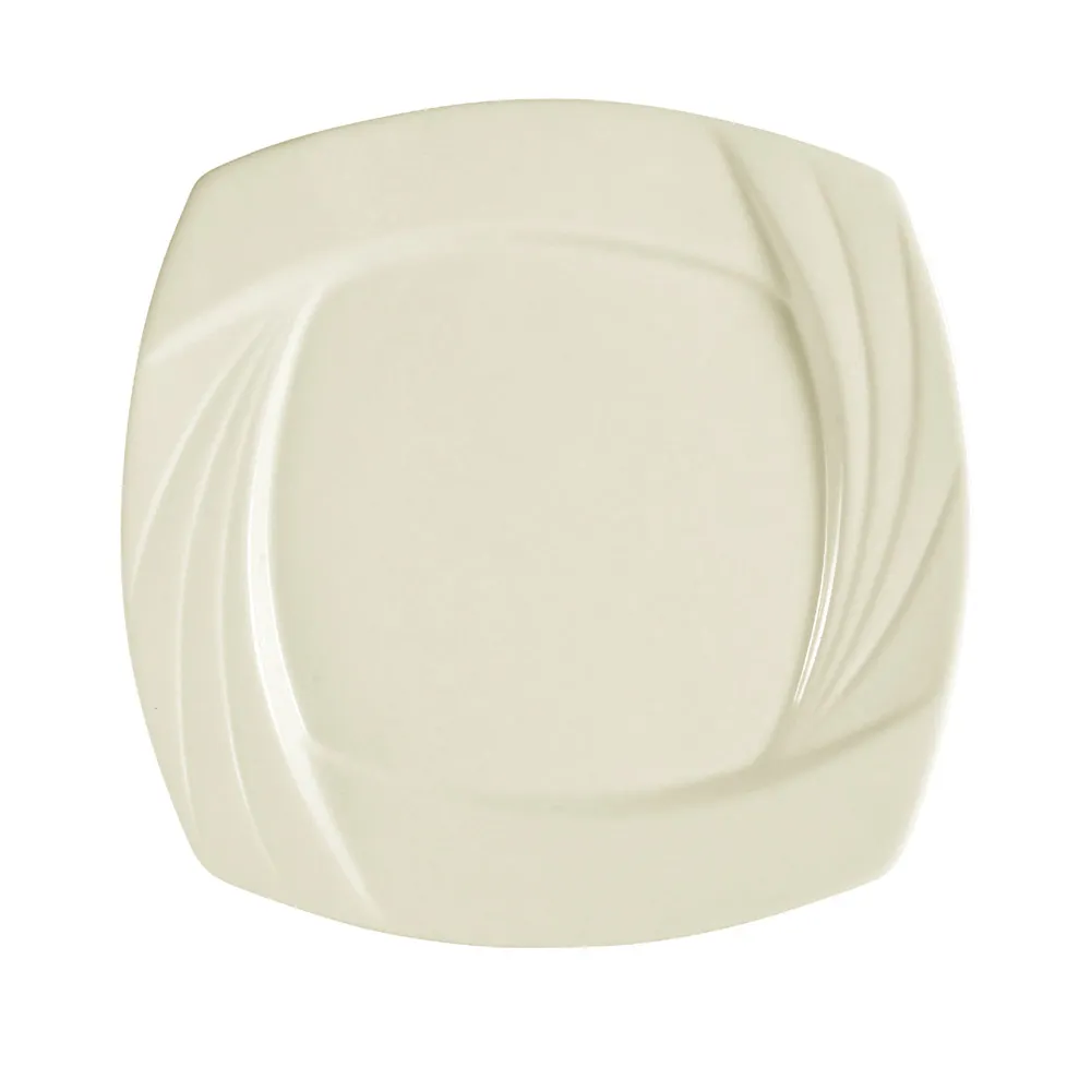 CAC China GAD-SQ8 Garden Plate, 8-1/2" x 8-1/2" x 1", Square Embossed, Porcelain Bone White - Dozen