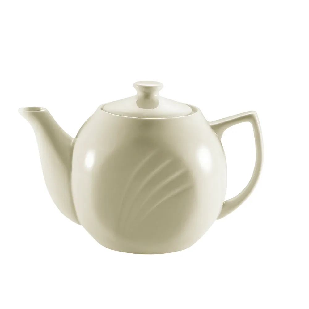 CACChina GAD-TP Teapot, 15 Oz, 6-1/2"L x 3-3/4"W x 4-1/4"H, Porcelain Bone White, With Lid - Dozen