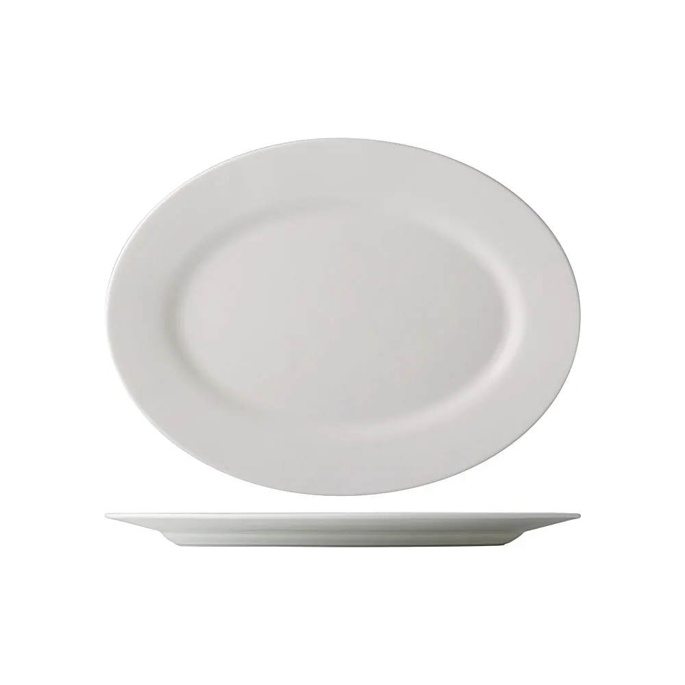 CAC China GDC-13 Oval Platter, 11-3/4" L, Porcelain, Dishwasher/Oven/Microwave Safe - Dozen