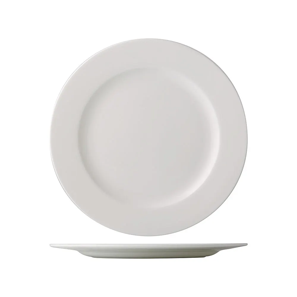 CAC China GDC-5 5-1/2" Bone White Porcelain Plate, 1/2" H, Dishwasher/Oven/Microwave Safe - Dozen