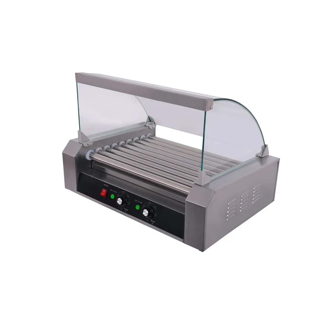 CACChina HDRS-09 Hot Dog Grill, (9) Rollers, (24) Hot Dog Capacity, Sneeze Guard