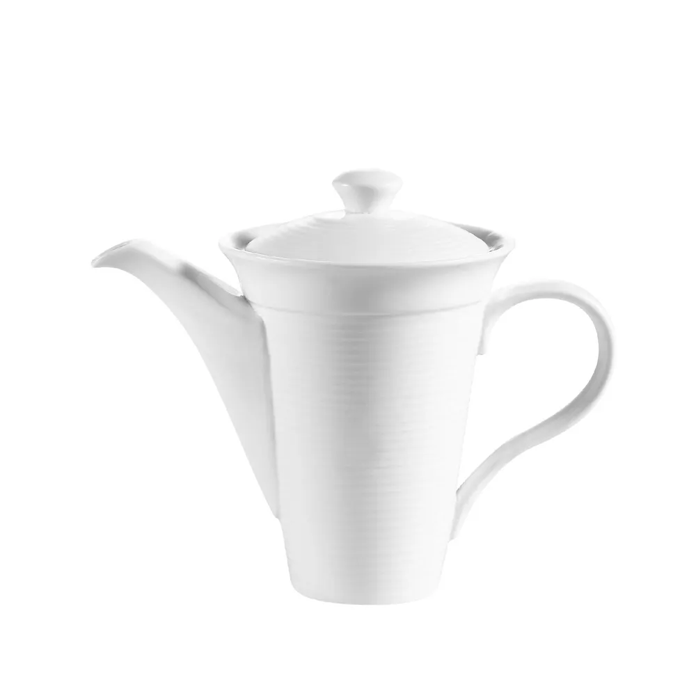 CACChina HMY-TPW13 Harmony Teapot, 13 Oz., 7-1/2"L x 4-1/4"W x 6"H, Round, Porcelain, White, 1 Dozen