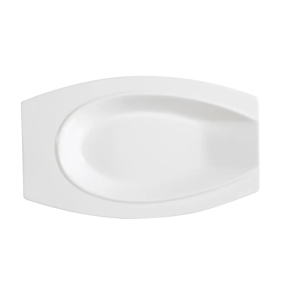 CAC China HSD-10 Platter – 10" L x 6" W x 1-1/4" H, Horse‑Shaped Porcelain Bone White – 1 Dozen