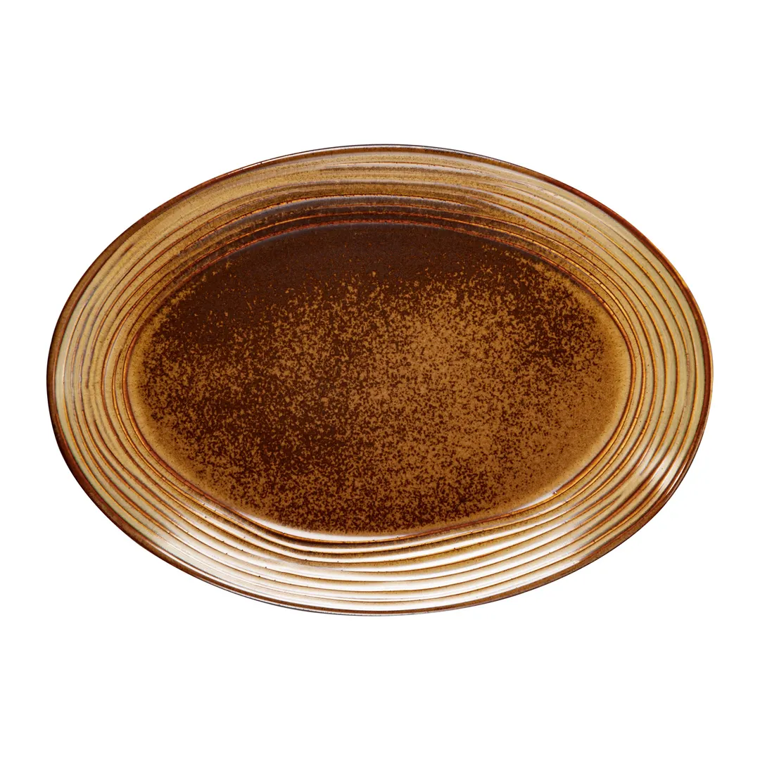 CACChina JUP-14 Jupiter Platter, Oval Porcelain, 9.13" L x 12.75" W x 1.38" H Desert Beige - Dozen