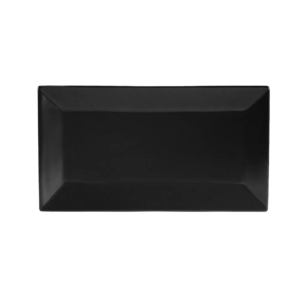 CACChina KC-13-BLK Arts Platter, 11-1/2" L x 6-1/4" W x 1" H, Black Stoneware Rectangular - Dozen