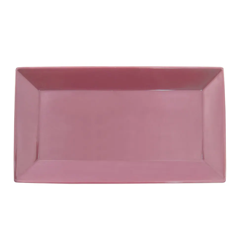 CAC China KC-14-PLM Rectangular Ceramic Plt Plum, 13" L x 7-1/4" W x 1" H, Dishwasher Safe - Dozen