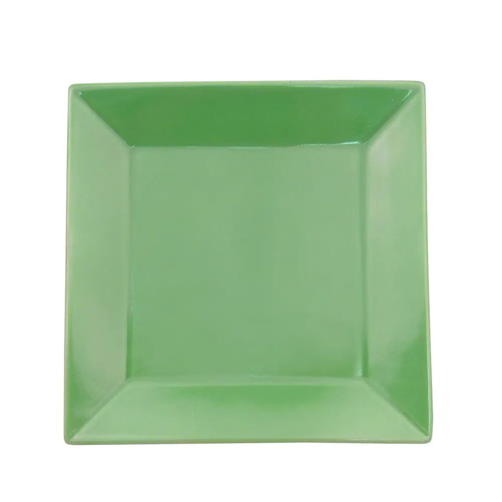 CACChina KC-16-G Color Arts Square Plate 10" x 10" x 1" Ceramic Green Dishwasher Oven Safe - Dozen