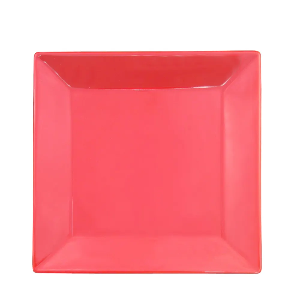 CACChina KC-6-R Red Square Plate, 6" x 6" x 0.75", Stoneware, Dishwasher, Oven, Microwave Safe - Dozen