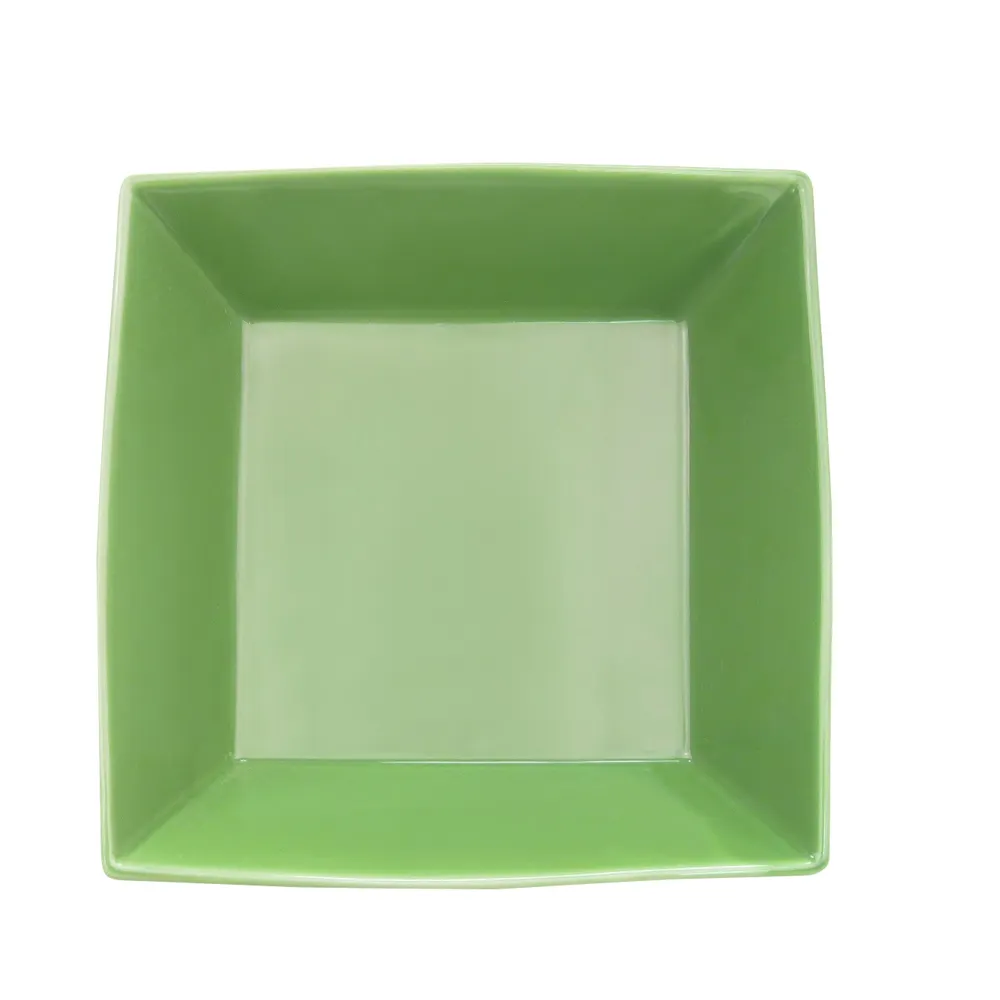 CAC China KC-B6-G Color Arts Green 15oz Square General Usage Stoneware Bowl 6"x6"x1-1/2" - Dozen
