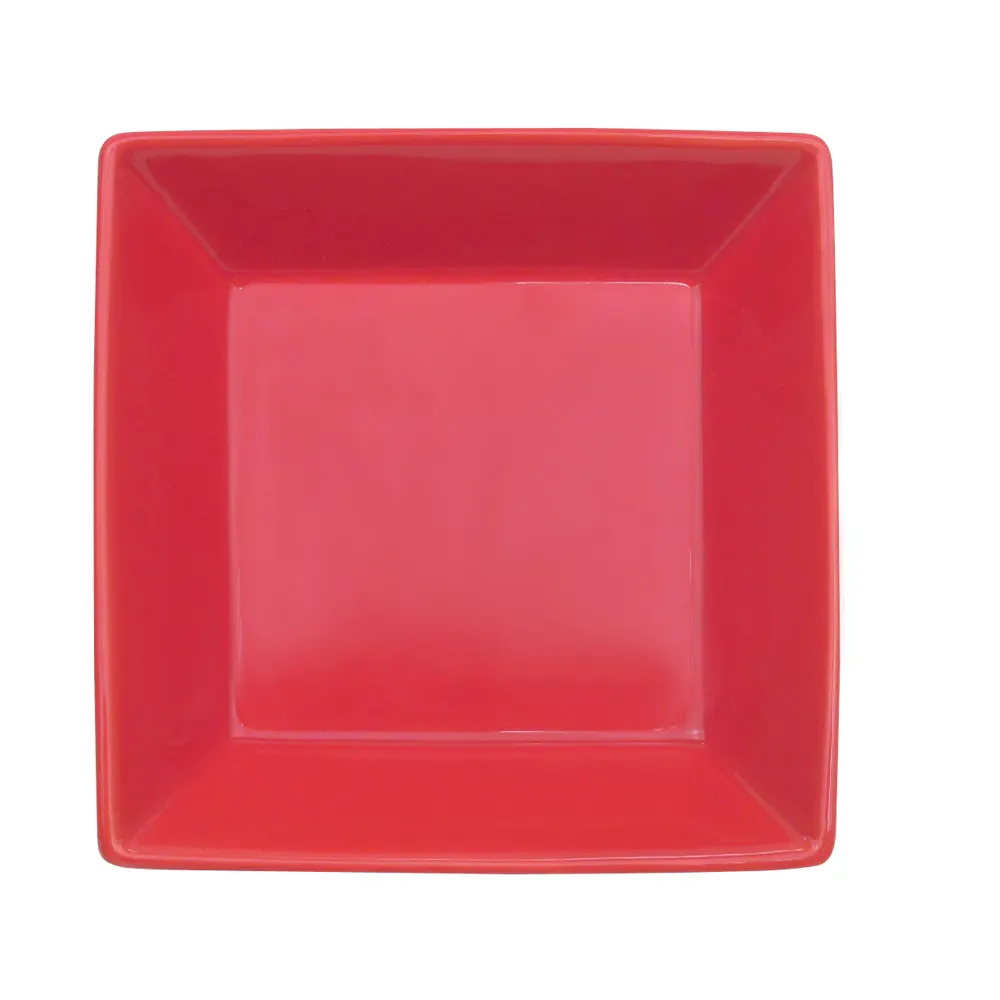 CAC China KC-B6-R Color Arts Square Bowl, 15 oz, 6" x 6" x 1-1/2", Ceramic, Red - Dozen