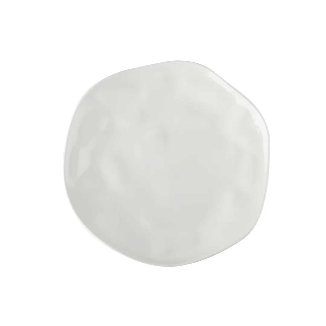 CACChina KCU-21 Cancun Plate, 11‑3/4"×12"×1‑19/50" H, Free‑Form Coupe Rim, White Porcelain - Dozen