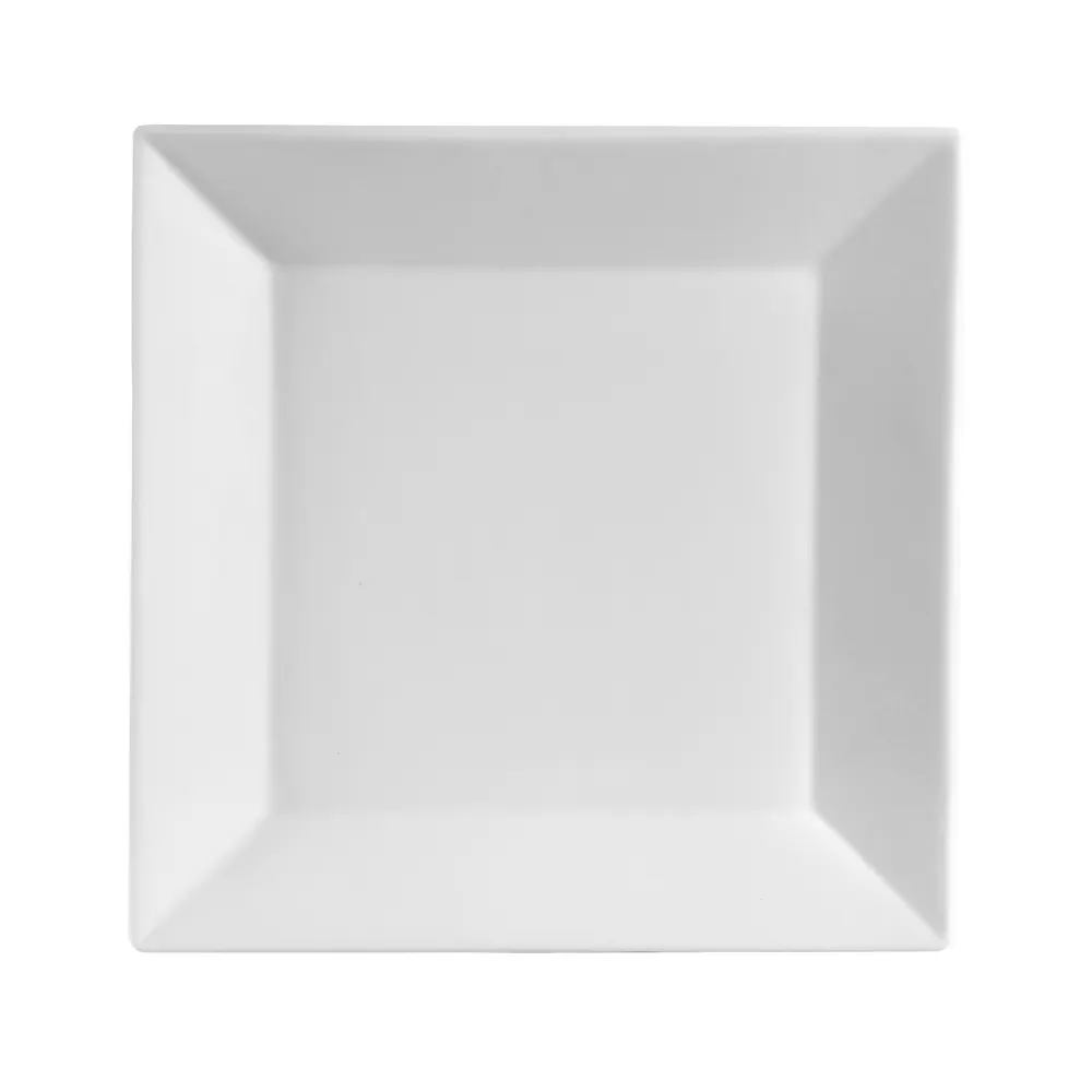CAC China KSE-16 Kingsquare Plate, 10" x 10" x 1" Square Porcelain, White, Dishwasher Safe - Dozen