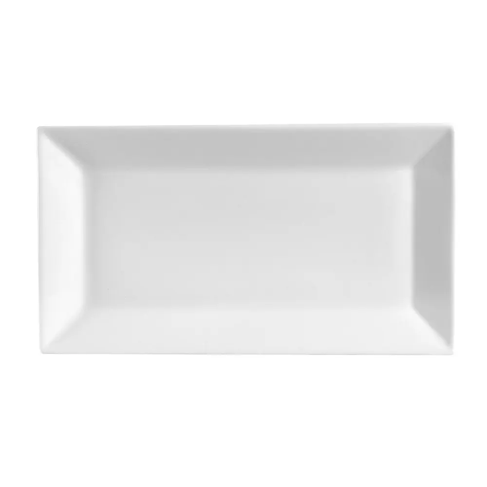 CAC China KSE-61 Kingsquare Platter 16-1/4" L x 9" W x 1-1/2" H Porcelain White Safe - Dozen