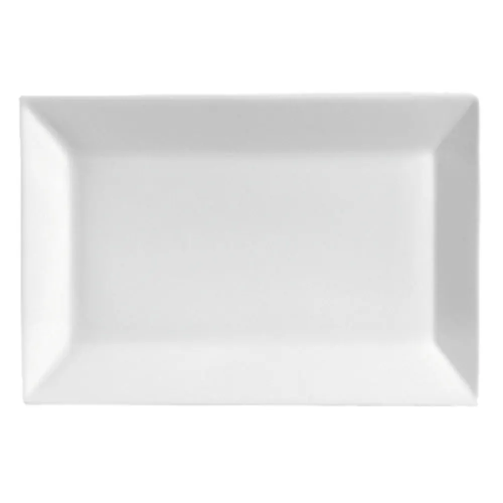 CAC China KSE-651 Platter, 14-1/2" L x 10-1/4" W x 1-1/4" H, Porcelain White - Dozen