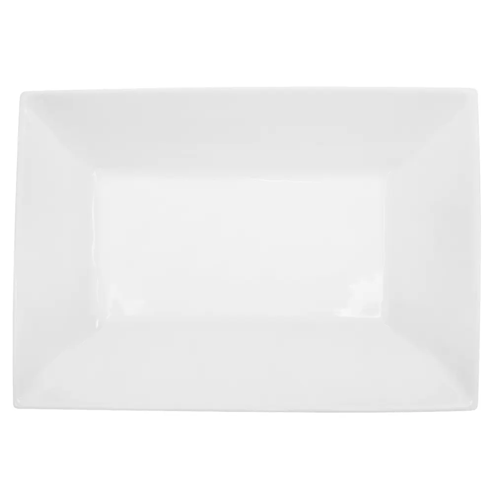 CAC China KSE-C13 Kingsquare Platter, 11-3/4"L x 8-1/4"W x 1-3/4"H, White Porcelain - Dozen