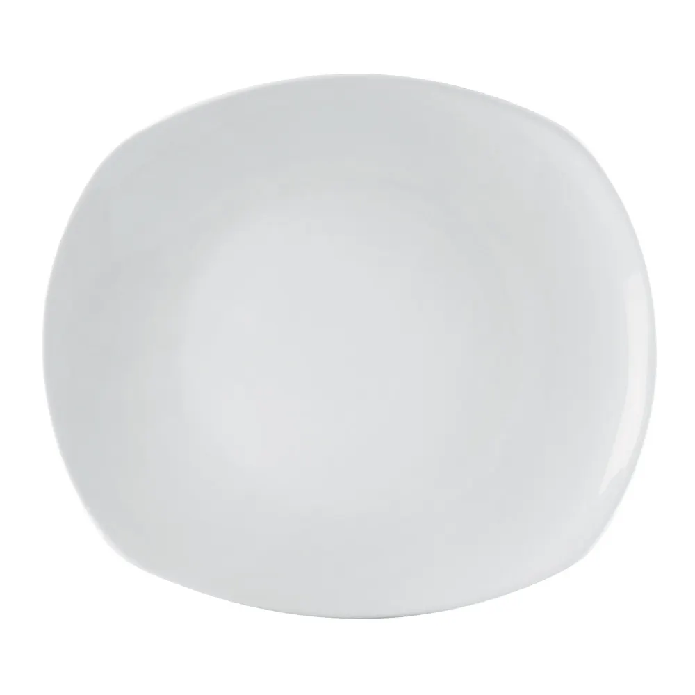 CAC China KYT-8 Key West Plate – 8" x 7-1/4" x 1", Rectangular Curved Coupe, Porcelain White–1 Dozen