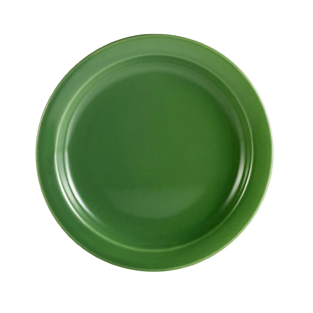 CAC China L-8NR-G Las Vegas Green 9" Dia. Round Narrow Rim Stoneware Plate - Dozen