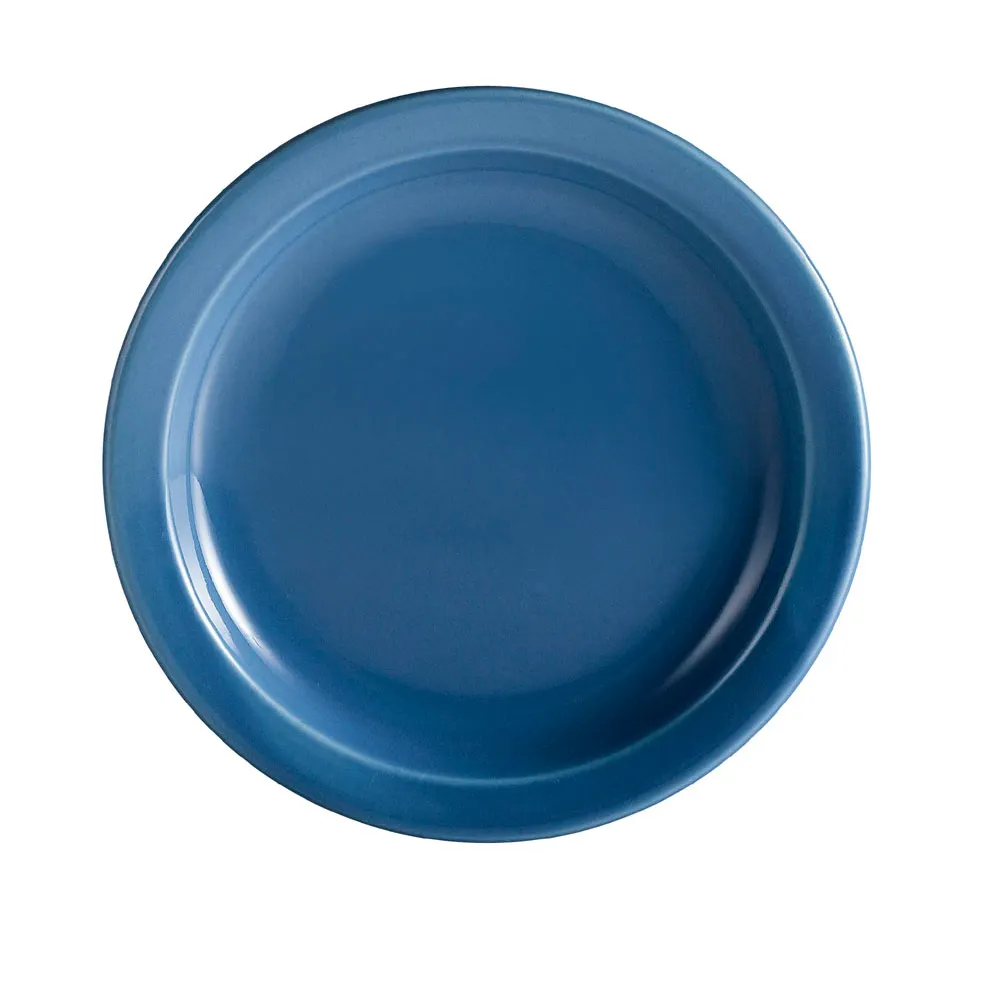 CACChina L-8NR-LBU 9" Light Blue Stoneware Plate, Narrow Rim, Dishwasher Safe - Dozen