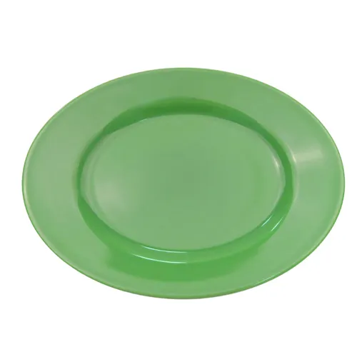 CACChina LV-51-G Las Vegas Platter 15" x 10-1/4" x 1-1/2" H Oval Green Ceramic Rolled Edge - Dozen