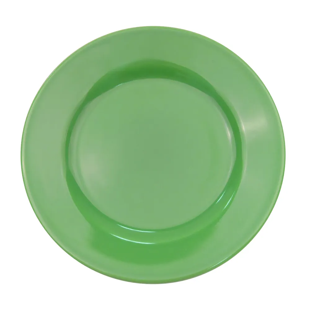 CAC China LV-8-G Green 9" Round Stoneware Plate, 1" Height, Rolled Edge, Dishwasher Safe - Dozen